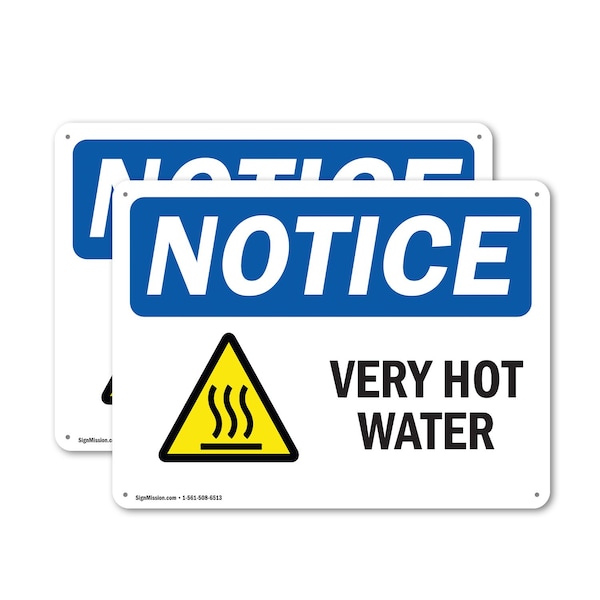 Signmission Hot Surface Sign, 7 in H x 10 in W, Plastic, Very Hot Water OS-2PACK-NS-P-710-L-18872 - main